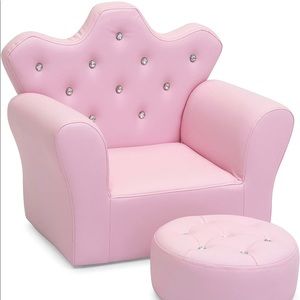 Tufted Bejeweled Toddler Chair w/Ottoman.